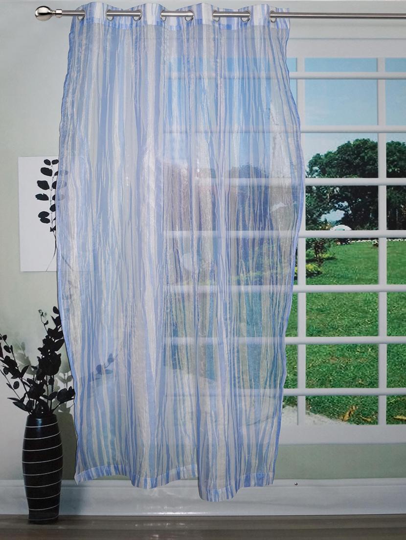 stylish blue with abstract stripes sheer curtain for door - 14735391 - Zoom Image - 1