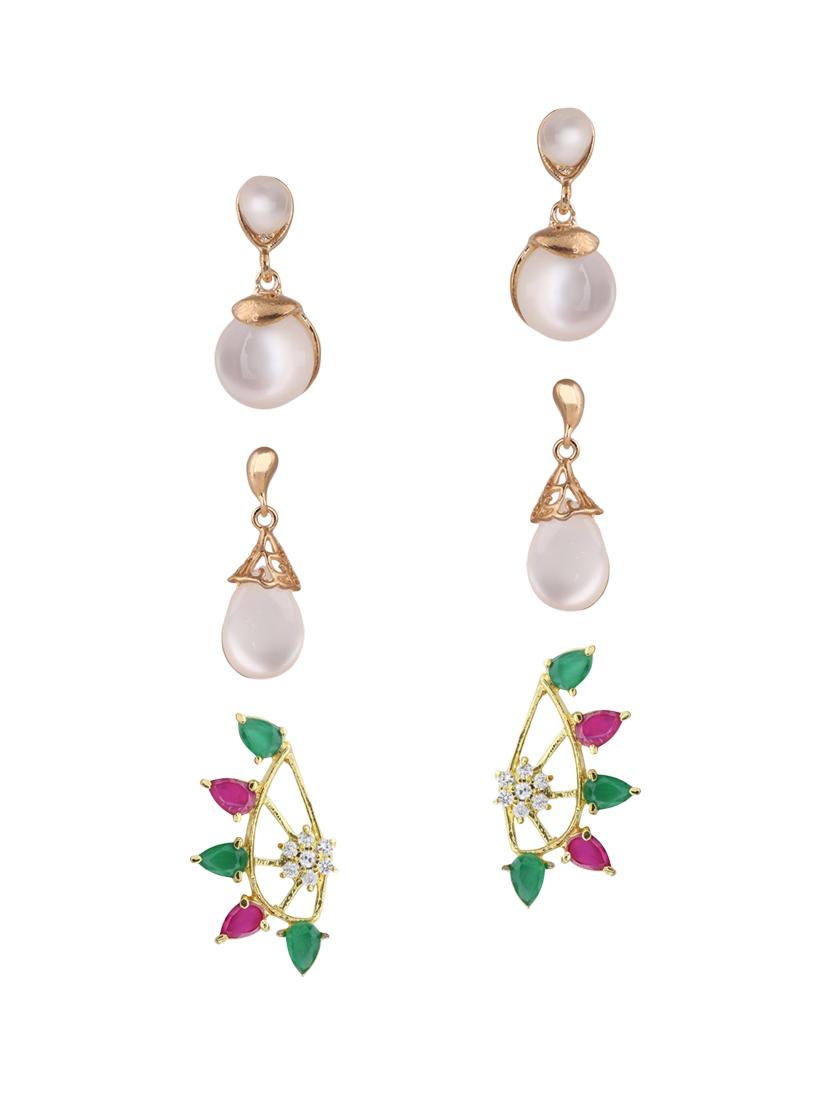multi colored metal drop earrings (set of 3) - 14735628 - Zoom Image - 1