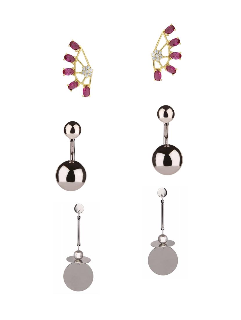 multi colored metal drop earrings (set of 3) - 14735634 - Zoom Image - 1
