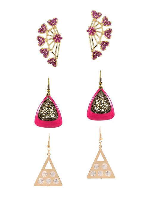 multi colored metal drop earrings (set of 3) - 14735647 - Standard Image - 1