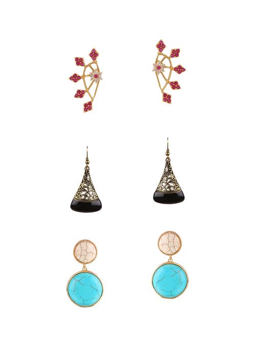 multi colored metal drop earrings (set of 3) - 14735671 - Standard Image - 1