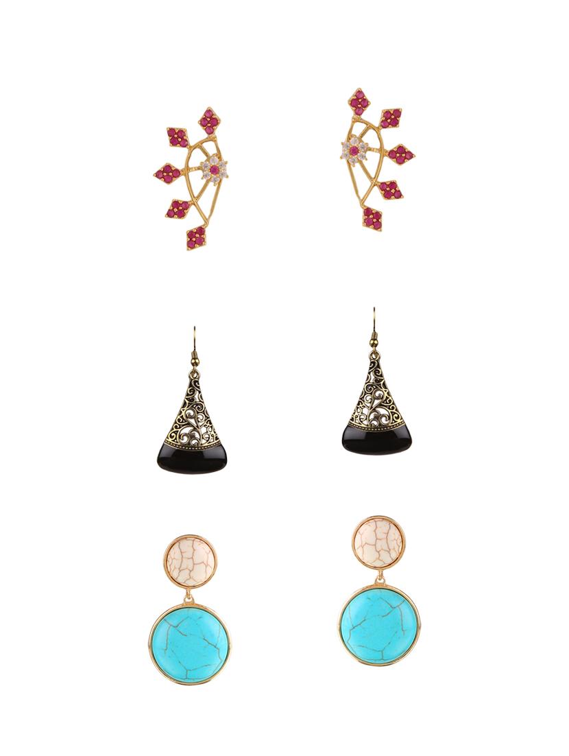multi colored metal drop earrings (set of 3) - 14735671 - Zoom Image - 1