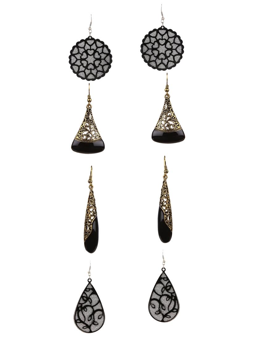 silver metal drop earrings (set of 4) - 14735678 - Zoom Image - 1