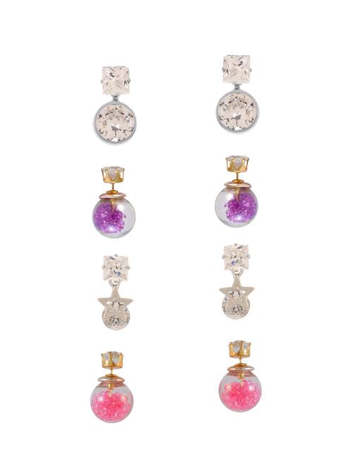 multi colored metal drop earrings (set of 4) - 14735681 - Standard Image - 1