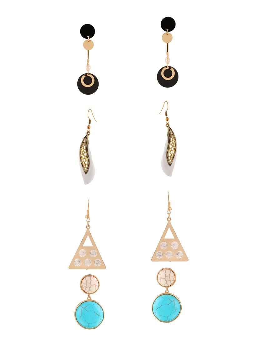 multi colored metal drop earrings (set of 4) - 14735685 - Zoom Image - 1