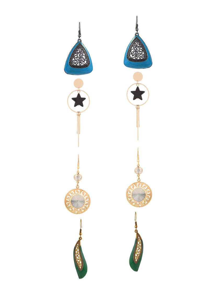 multi colored metal drop earrings (set of 4) - 14735698 - Zoom Image - 1