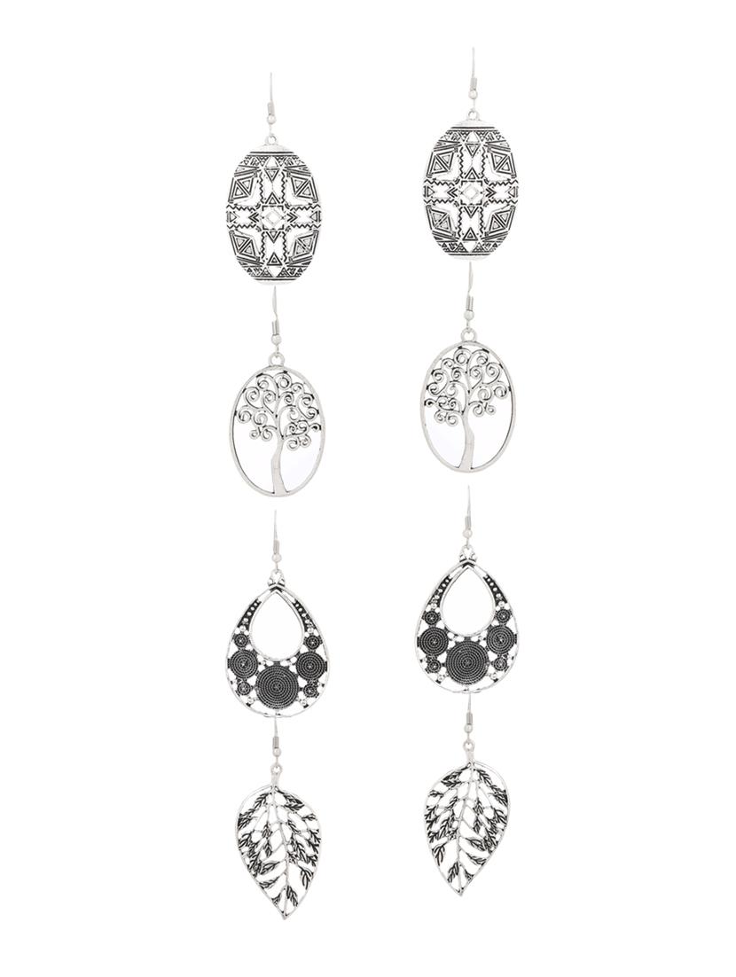 silver metal drop earrings (set of 4) - 14735753 - Zoom Image - 1