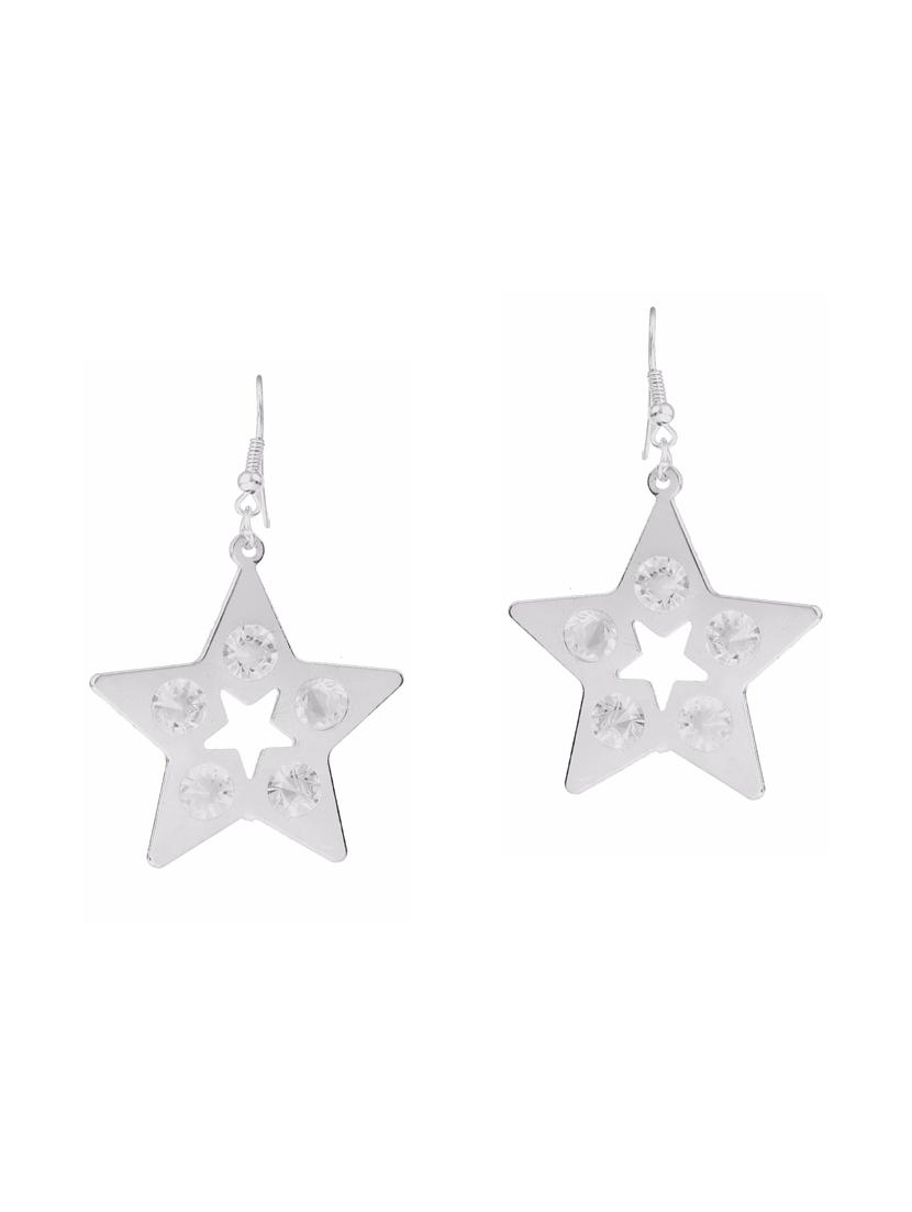 silver metal drop earrings - 14735774 - Zoom Image - 2