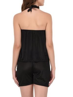 black solid nightwear set - 14735829 - Standard Image - 3