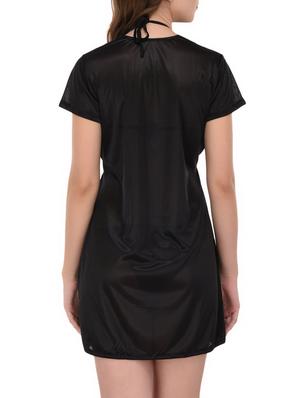 black solid nightwear set - 14735829 - Standard Image - 5