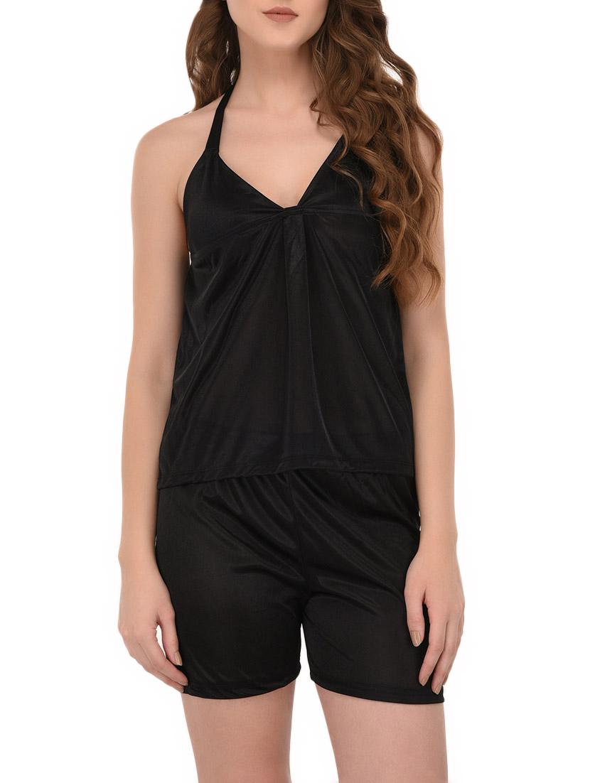 black solid nightwear set - 14735829 - Zoom Image - 4