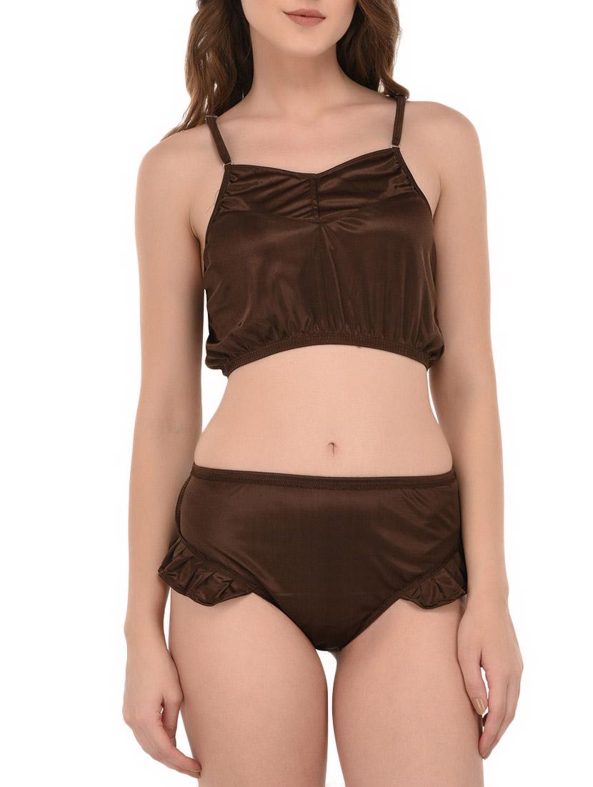 brown satin nightwear set - 14735830 - Zoom Image - 6