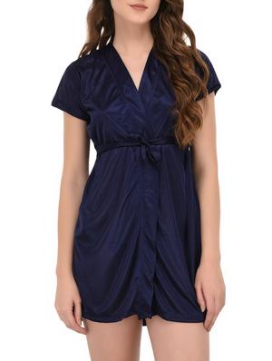 navy blue satin nightwear set - 14735833 - Standard Image - 2
