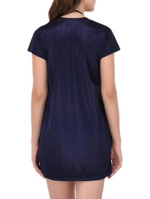 navy blue satin nightwear set - 14735833 - Standard Image - 3