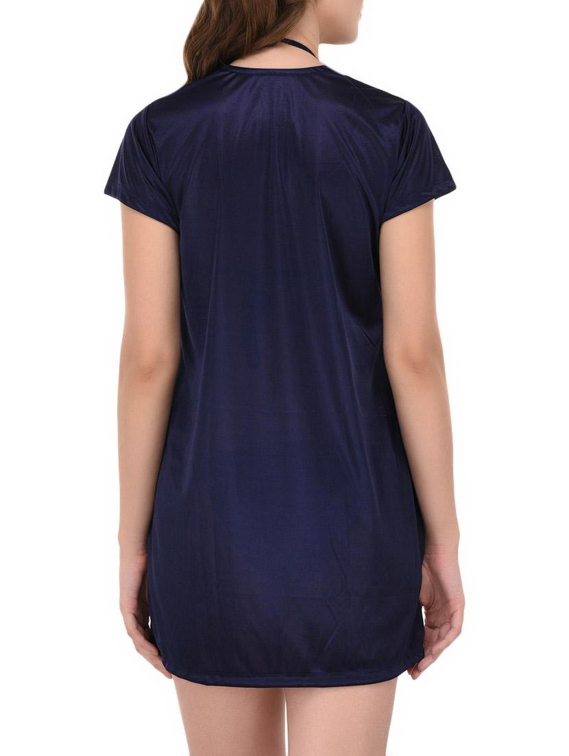 navy blue satin nightwear set - 14735833 - Zoom Image - 3