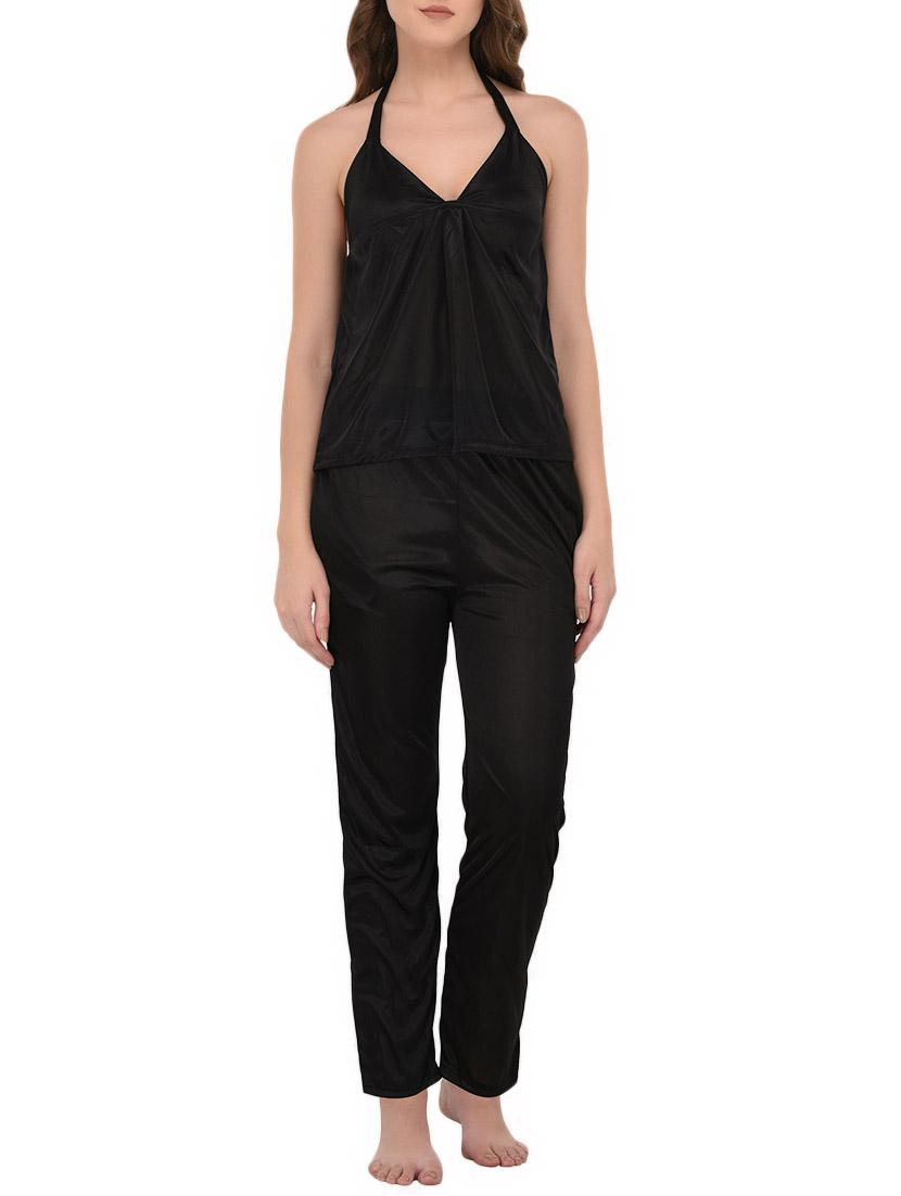 black solid nightwear set - 14736548 - Zoom Image - 2
