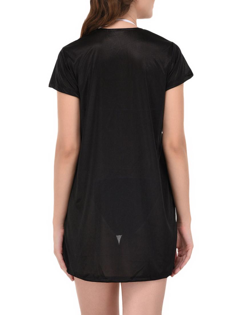 black solid nightwear set - 14736548 - Zoom Image - 5
