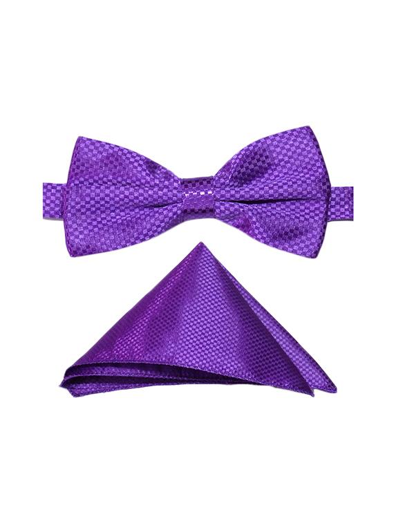purple micro fiber bow tie and handkerchief - 14736780 - Zoom Image - 1