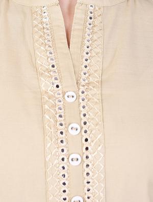 beige cotton straight kurta - 14736784 - Standard Image - 4