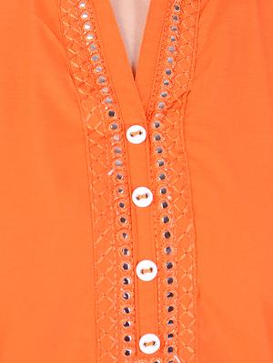 orange cotton straight kurta - 14736785 - Standard Image - 4