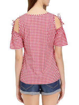 cold shoulder checkered top - 14736796 - Standard Image - 3