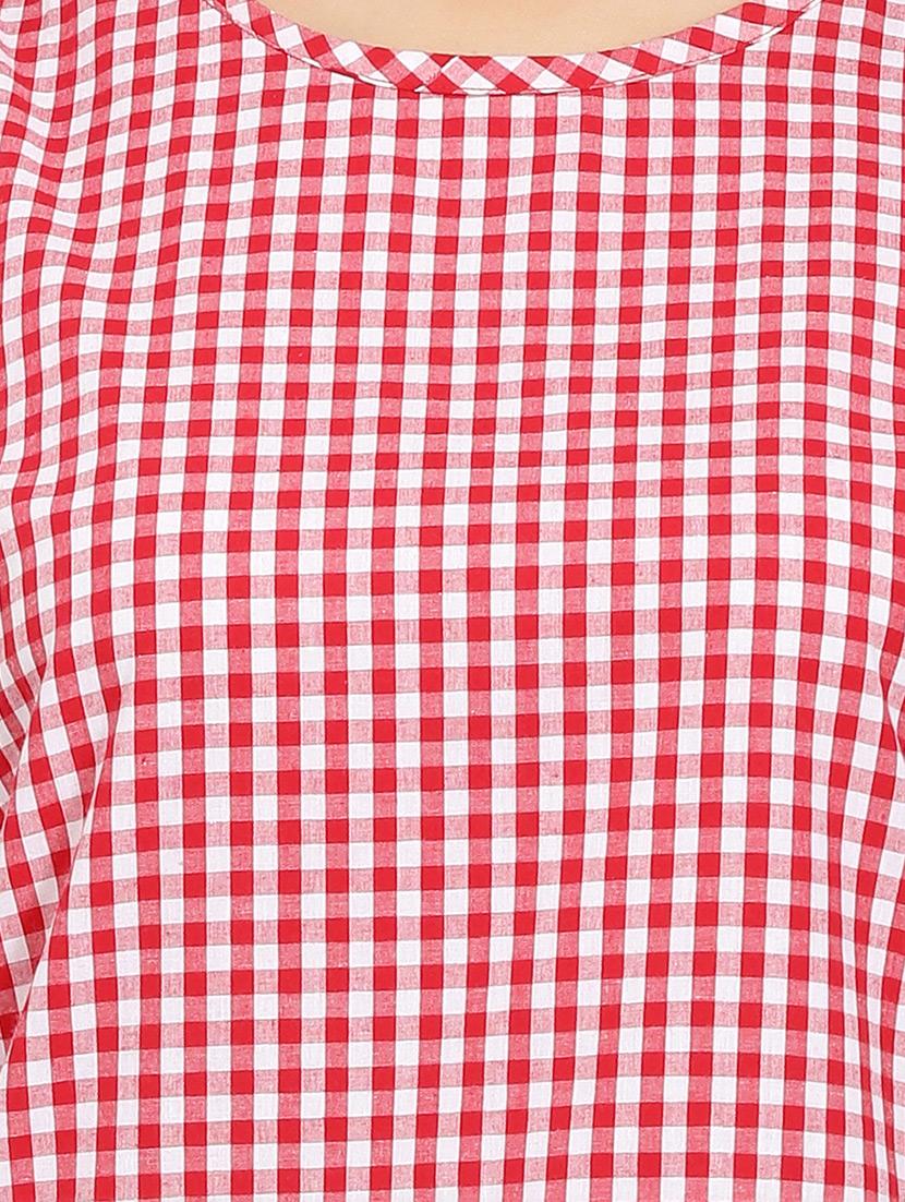 cold shoulder checkered top - 14736796 - Zoom Image - 4