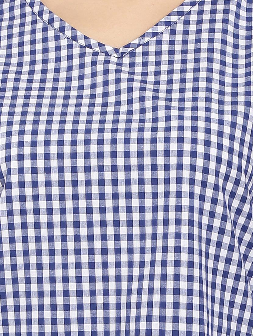 v-neck bell sleeved gingham top - 14736800 - Zoom Image - 4