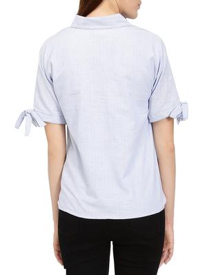 tie knot sleeved asymmetric top - 14736802 - Standard Image - 3