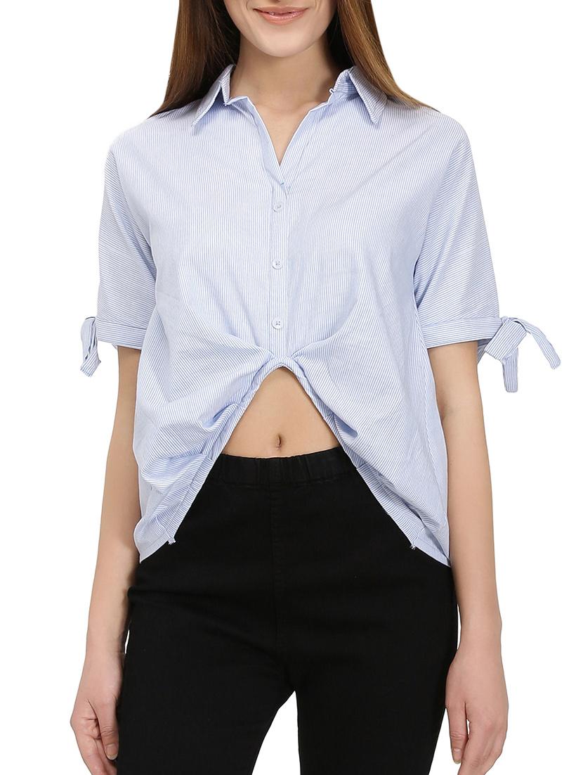 tie knot sleeved asymmetric top - 14736802 - Zoom Image - 1