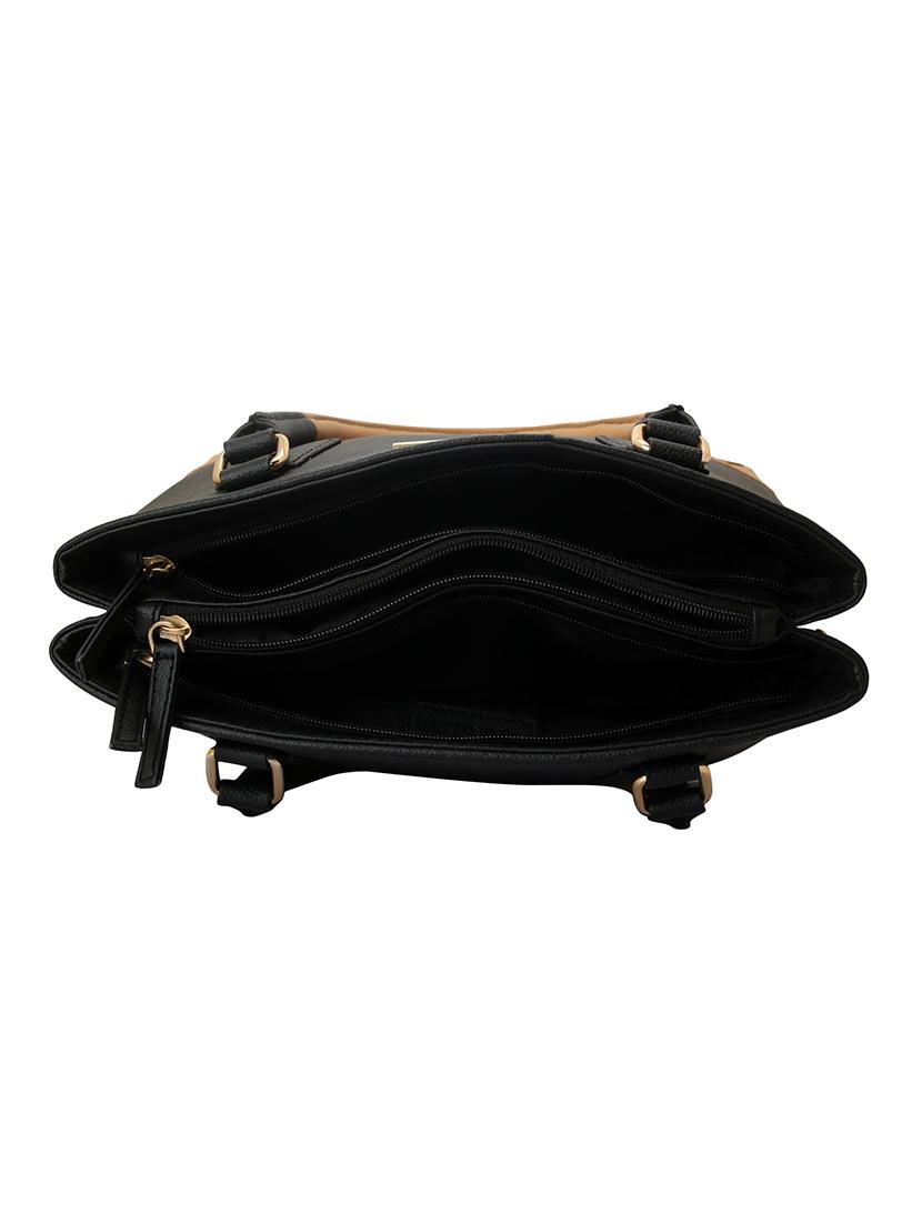black leatherette regular handbag - 14738180 - Zoom Image - 3