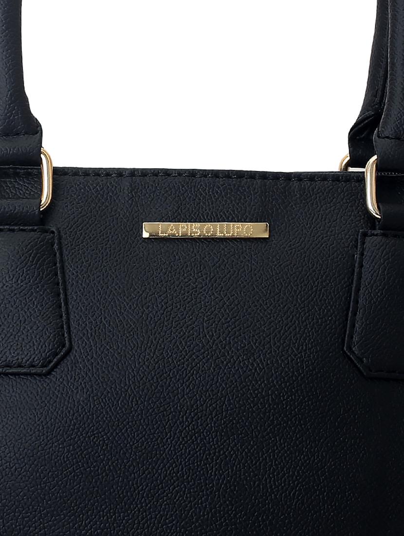 black leatherette regular handbag - 14738180 - Zoom Image - 4