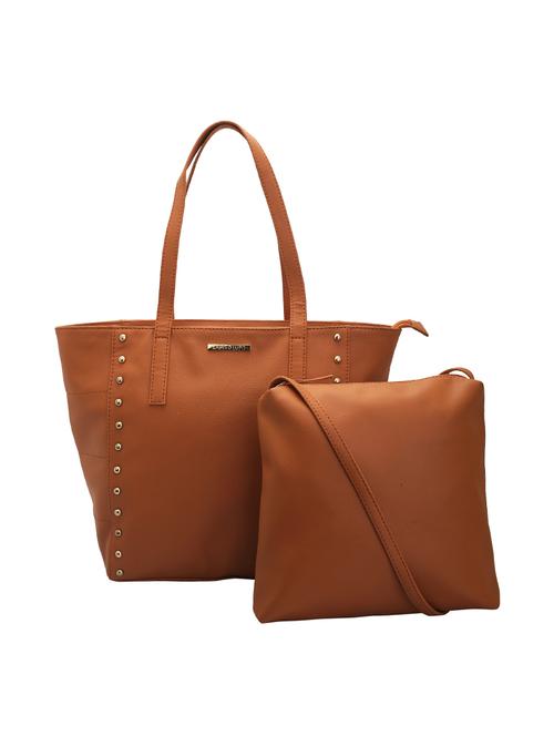 tan leatherette combo tote - 14738188 - Standard Image - 1