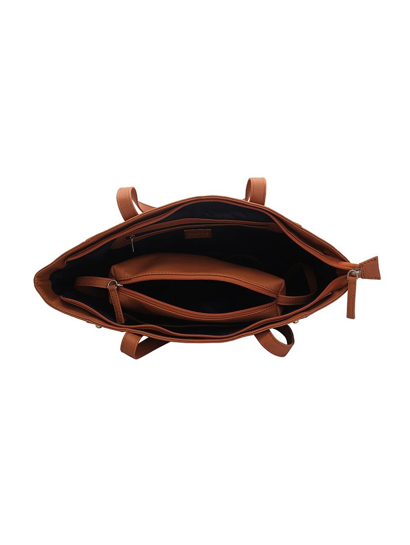 tan leatherette combo tote - 14738188 - Zoom Image - 3