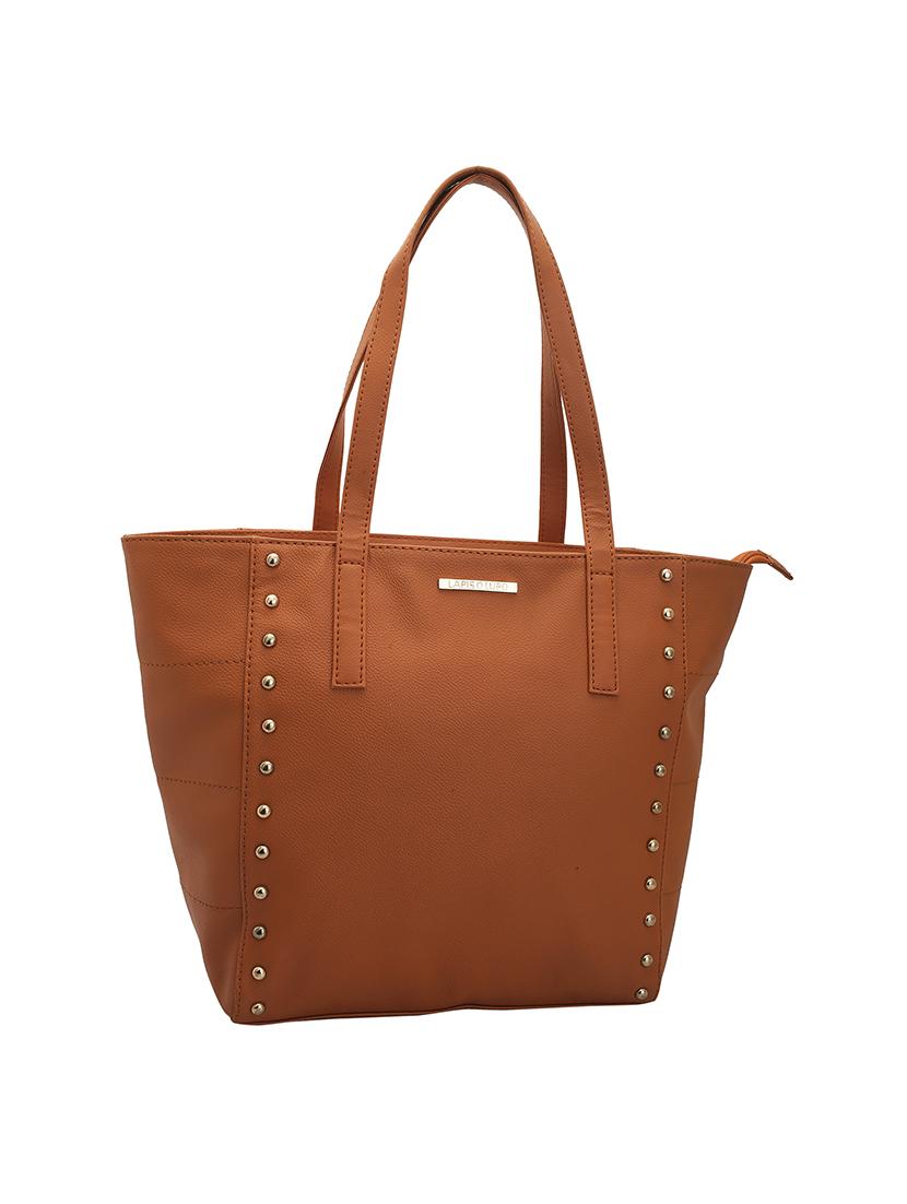 tan leatherette combo tote - 14738188 - Zoom Image - 5