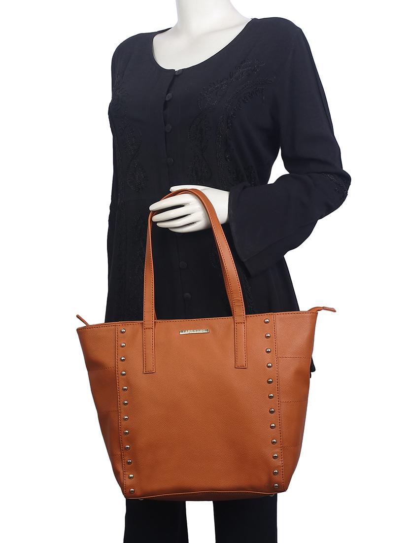 tan leatherette combo tote - 14738188 - Zoom Image - 7