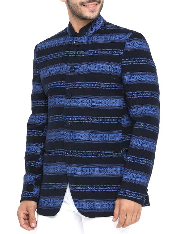 blue cotton casual blazer - 14738768 - Zoom Image - 2