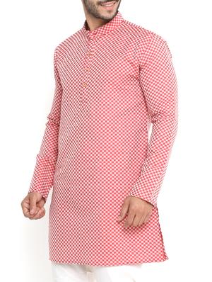 red cotton long kurta - 14738818 - Standard Image - 2
