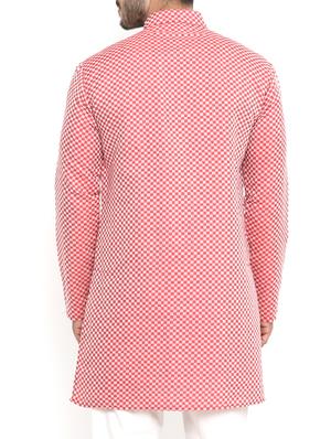 red cotton long kurta - 14738818 - Standard Image - 3