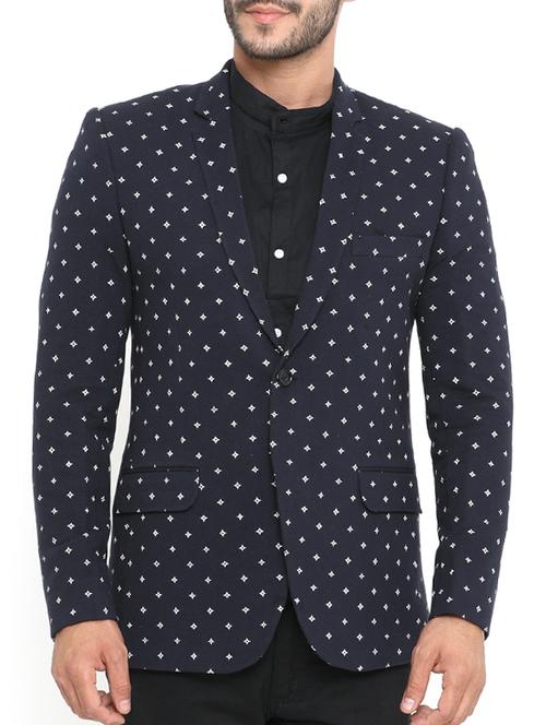 navy blue cotton casual blazer - 14738835 - Standard Image - 1