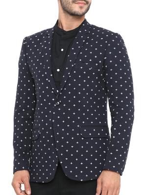 navy blue cotton casual blazer - 14738835 - Standard Image - 2
