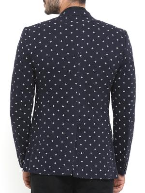 navy blue cotton casual blazer - 14738835 - Standard Image - 3