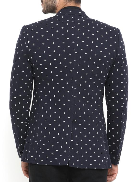 navy blue cotton casual blazer - 14738835 - Zoom Image - 3