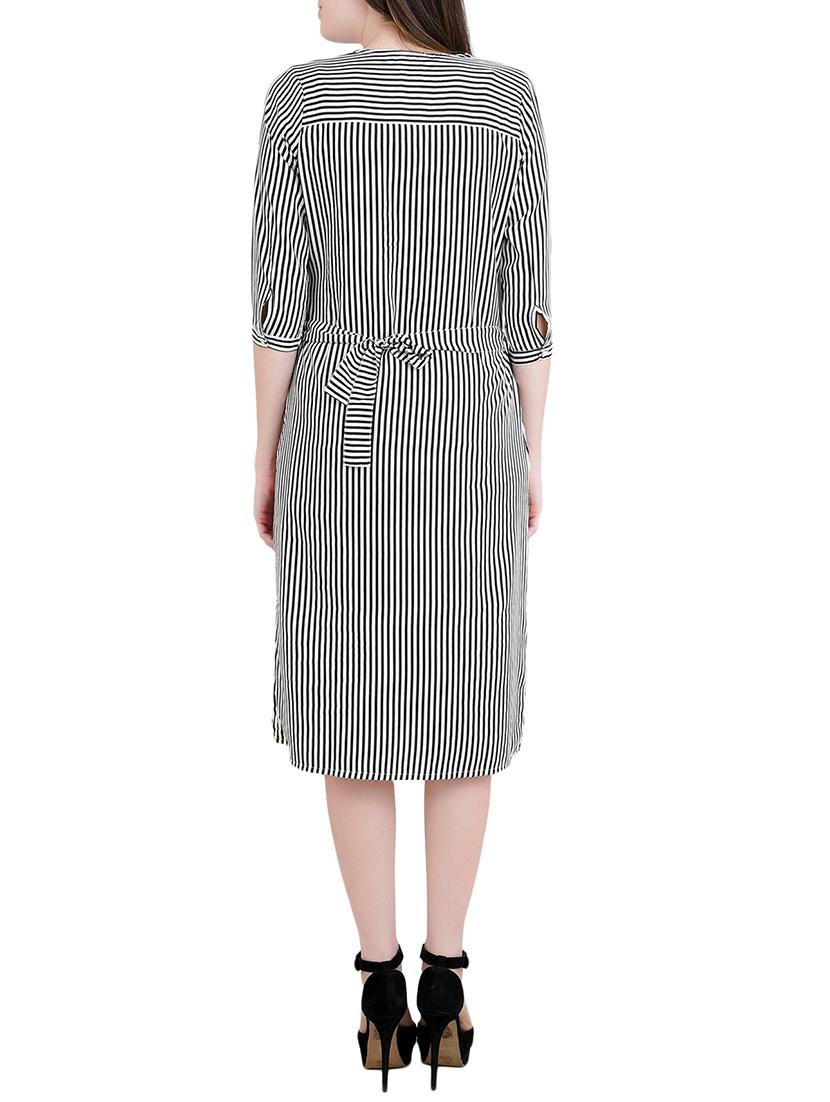 tie back striped belted dress - 14740314 - Zoom Image - 3