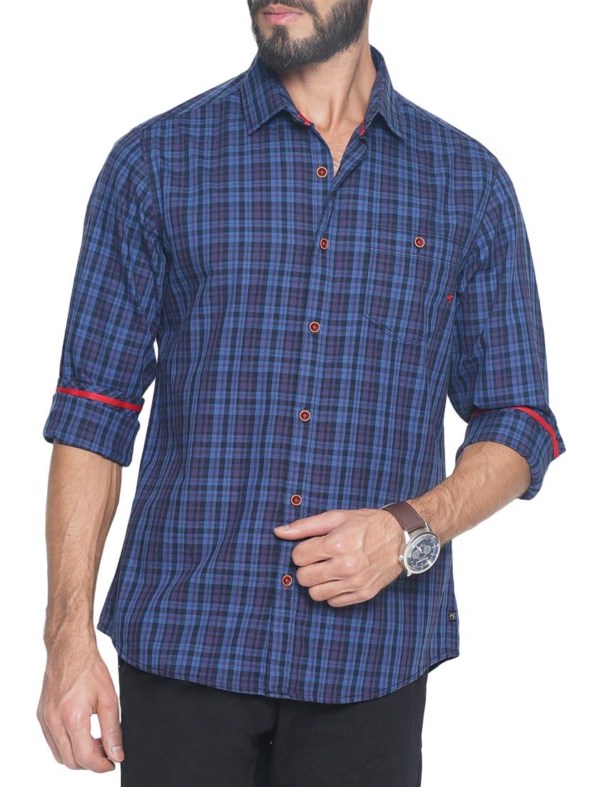 blue cotton casual shirt - 14742738 - Zoom Image - 1