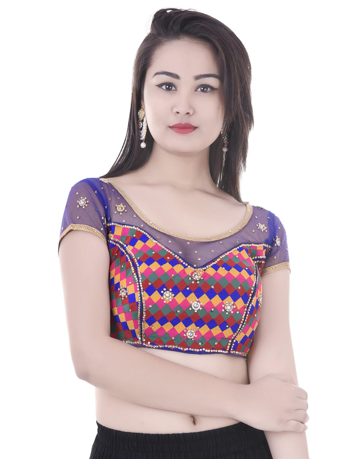 purple net embroidered blouse - 14743113 - Zoom Image - 1