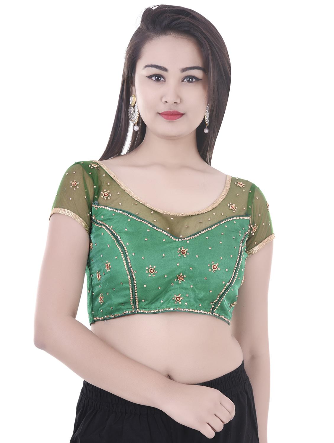 green net embroidered blouse - 14743115 - Zoom Image - 1