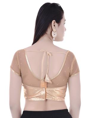 beige net embroidered blouse - 14743117 - Standard Image - 3