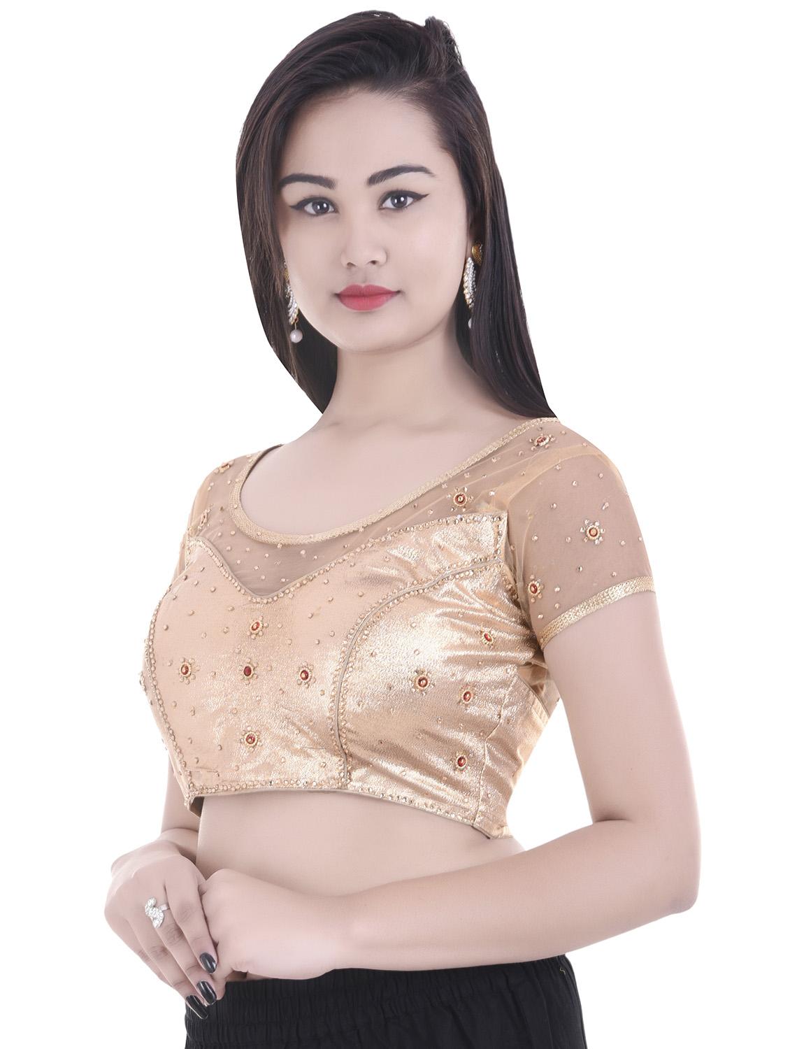 beige net embroidered blouse - 14743117 - Zoom Image - 2