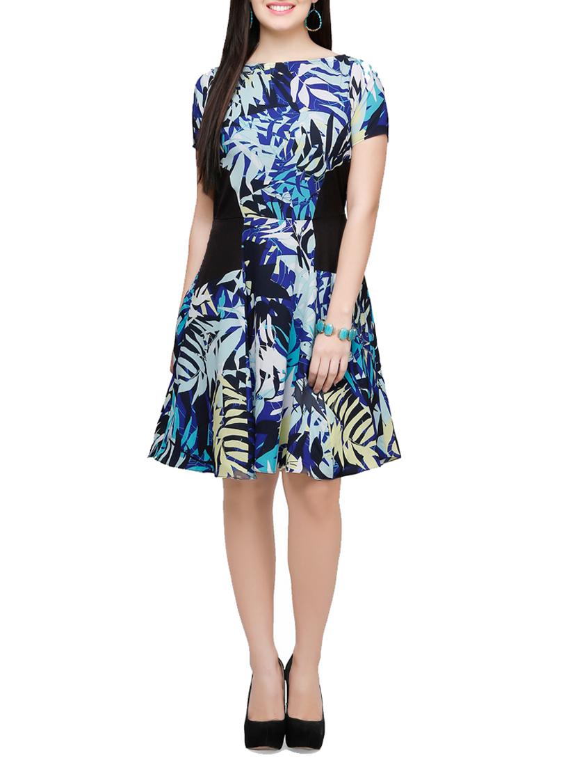 boat neckline fit & flare dress - 14743137 - Zoom Image - 1