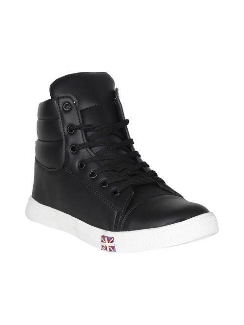 black leatherette lace up sneaker - 14743235 - Standard Image - 1